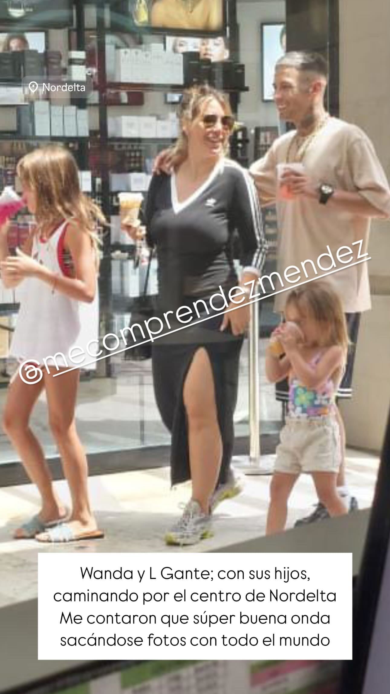 Las fotos del paseo familiar de Wanda Nara y L-Gante con sus hijas.
