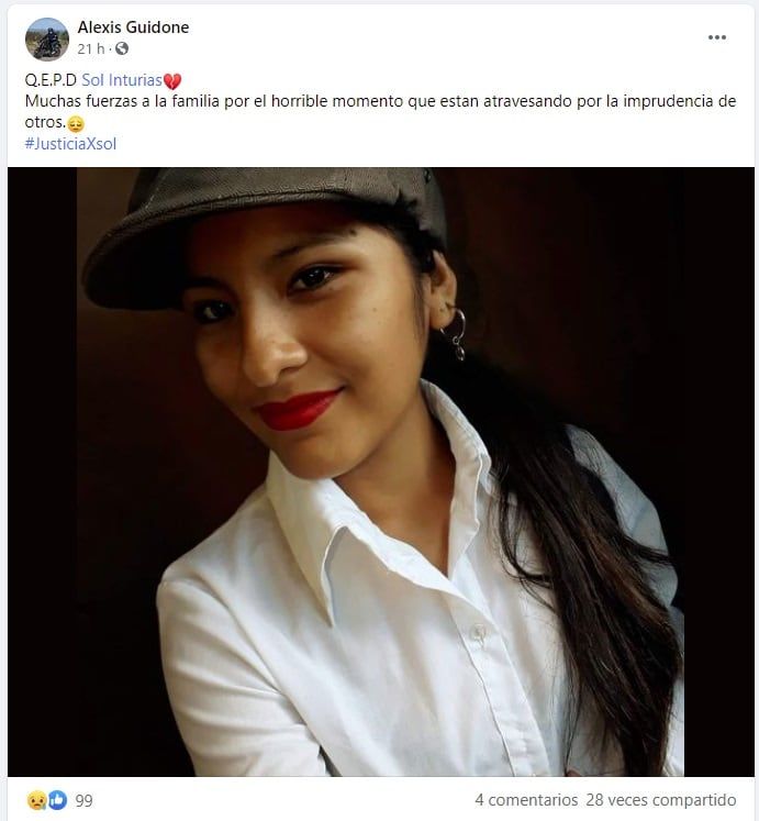 Posteos en Facebook por la muerte de Marisol Inturias