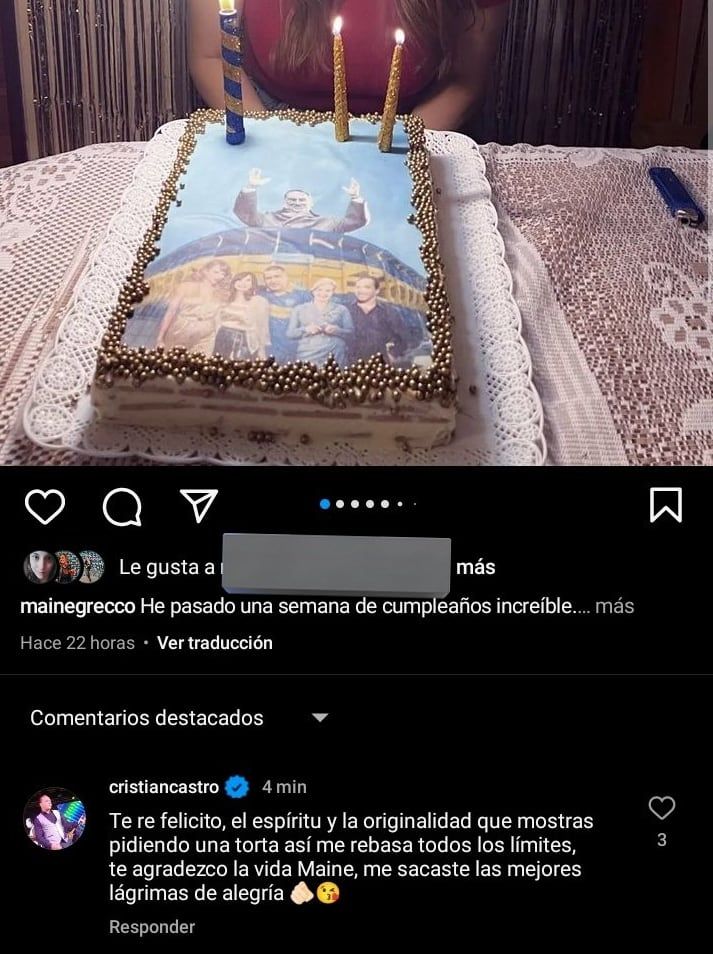 Pidió una torta con Taylor Swift, Cristian Castro, Riquelme, CFK, Perón y Evita - Foto @otramai