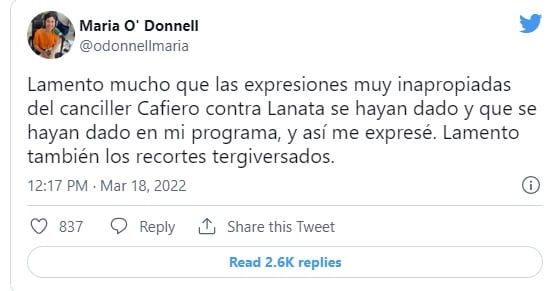 María O'Donnell repudió el insulto vulgar (