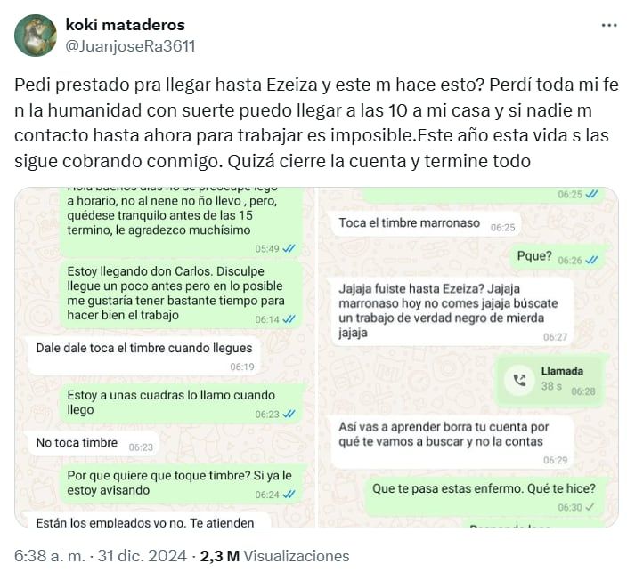 La historia se viralizó y los usuarios comenzaron a enviarle ayuda a través de billeteras virtuales - X