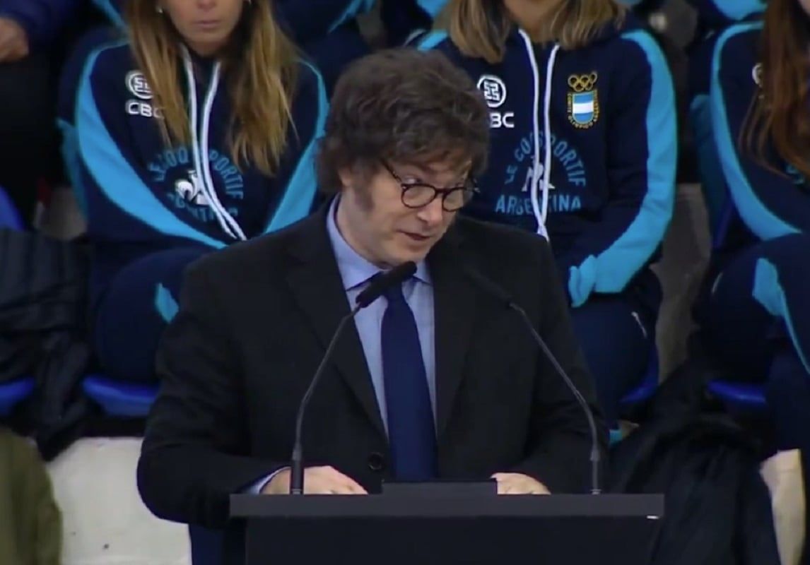 El presidente Javier Milei en la despedida de los atletas de los Juegos Olímpicos y Paralímpicos (Captura de video)