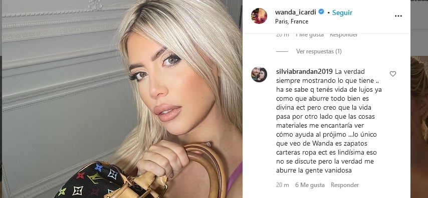 Wanda Nara y el comentario de una seguidora de Instagram