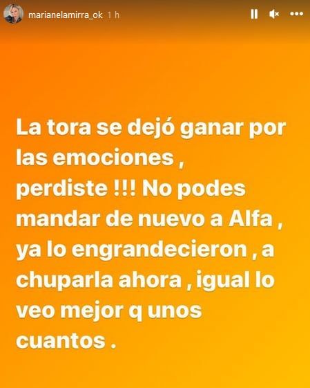 Marianela Mirra y su otro posteo sobre La Tora.