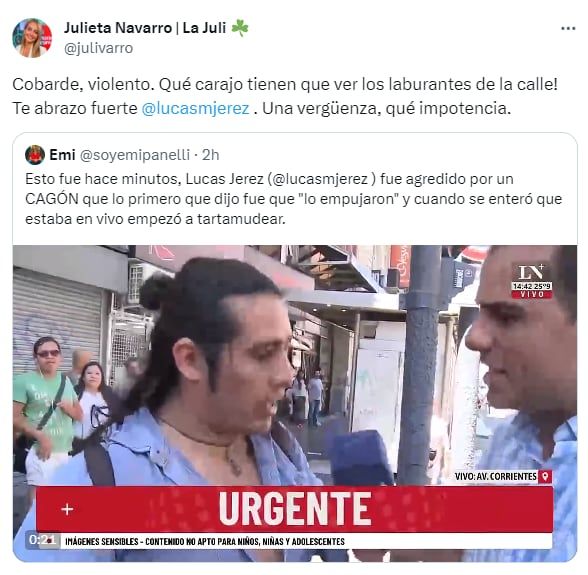Periodista de Mendoza y de medios nacionales se solidarizaron con Lucas Jerez - X