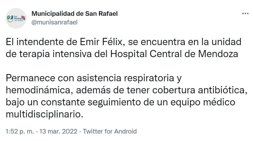 Twitter municipalidad de San Rafael