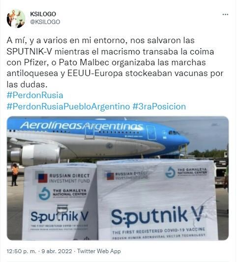 Entre los argumentos de los usuarios a favor de "Perdón Rusia", no podía faltar la comparación con el gobierno de Macri.