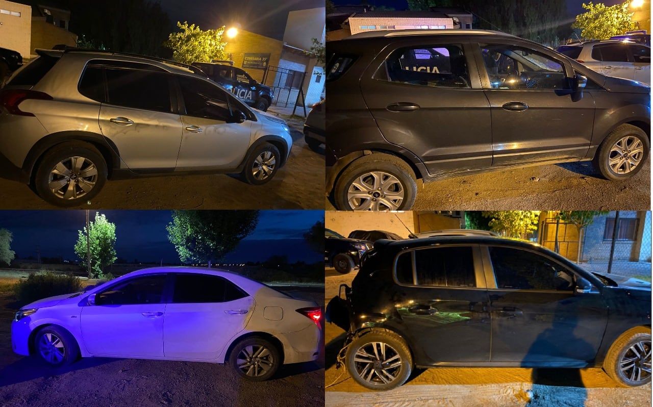 Los autos secuestrados a la banda de Córdoba. / Ministerio de Seguridad.