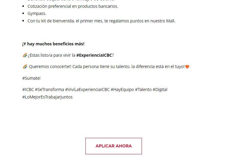 Una vez elegido el puesto, dar clic a "aplicar ahora". Foto: captura de pantalla.