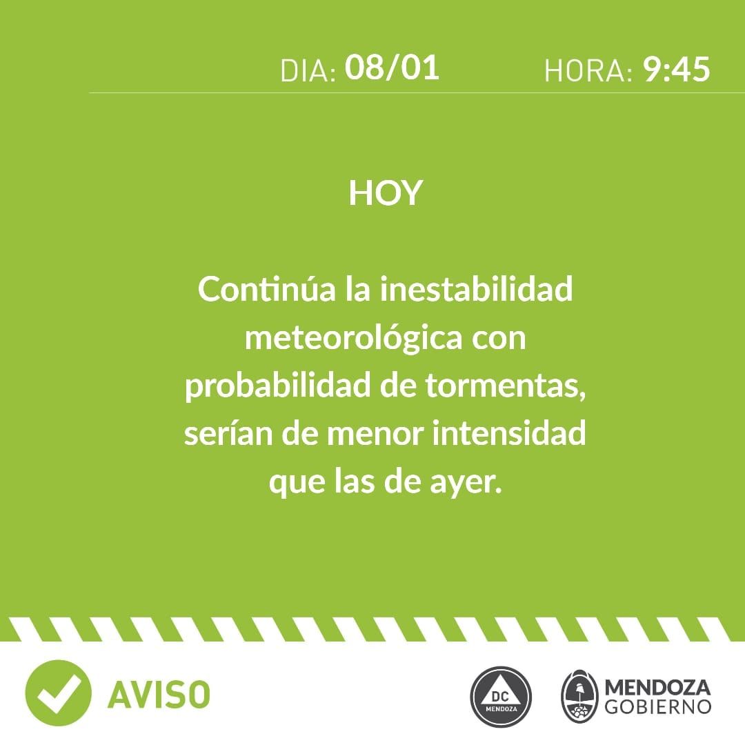 Informe de defensa Civil sobre el pronóstico para este viernes 8 de enero.