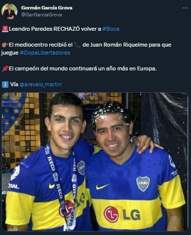 Leandro Paredes le dijo que no a Boca