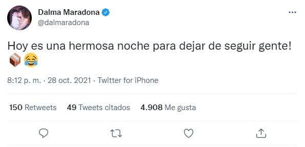 Dalma Maradona en Twitter.