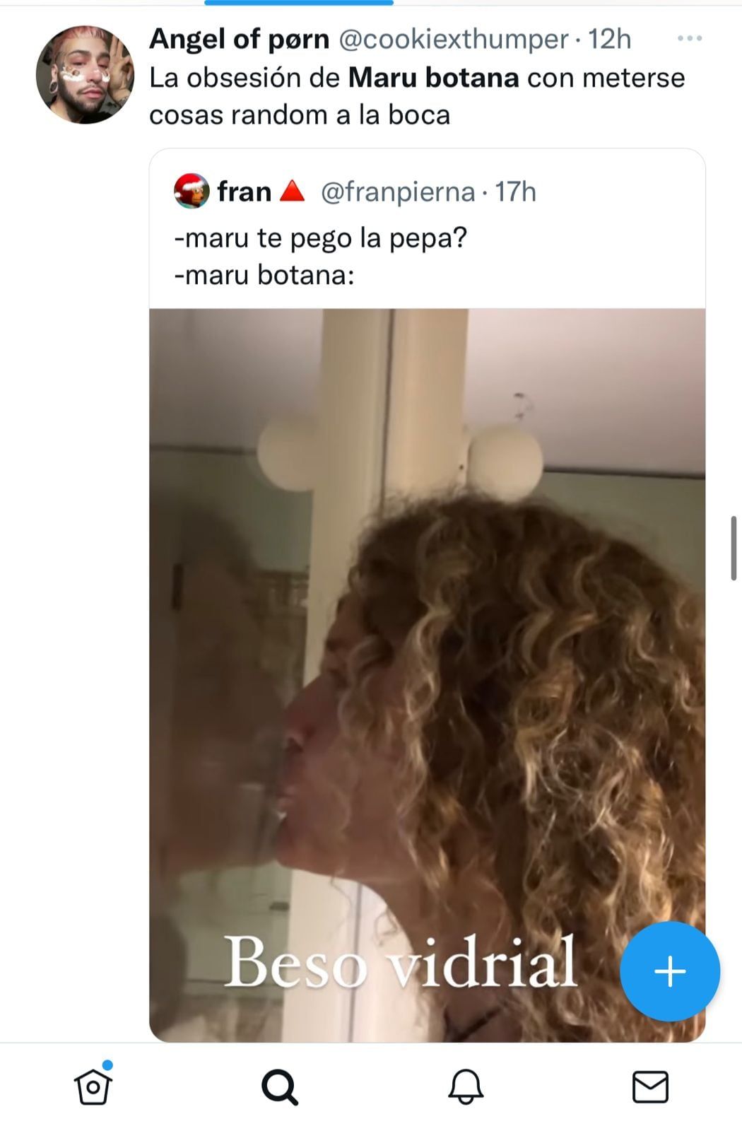 Maru Botana fue tendencia en las redes por besar un vidrio.