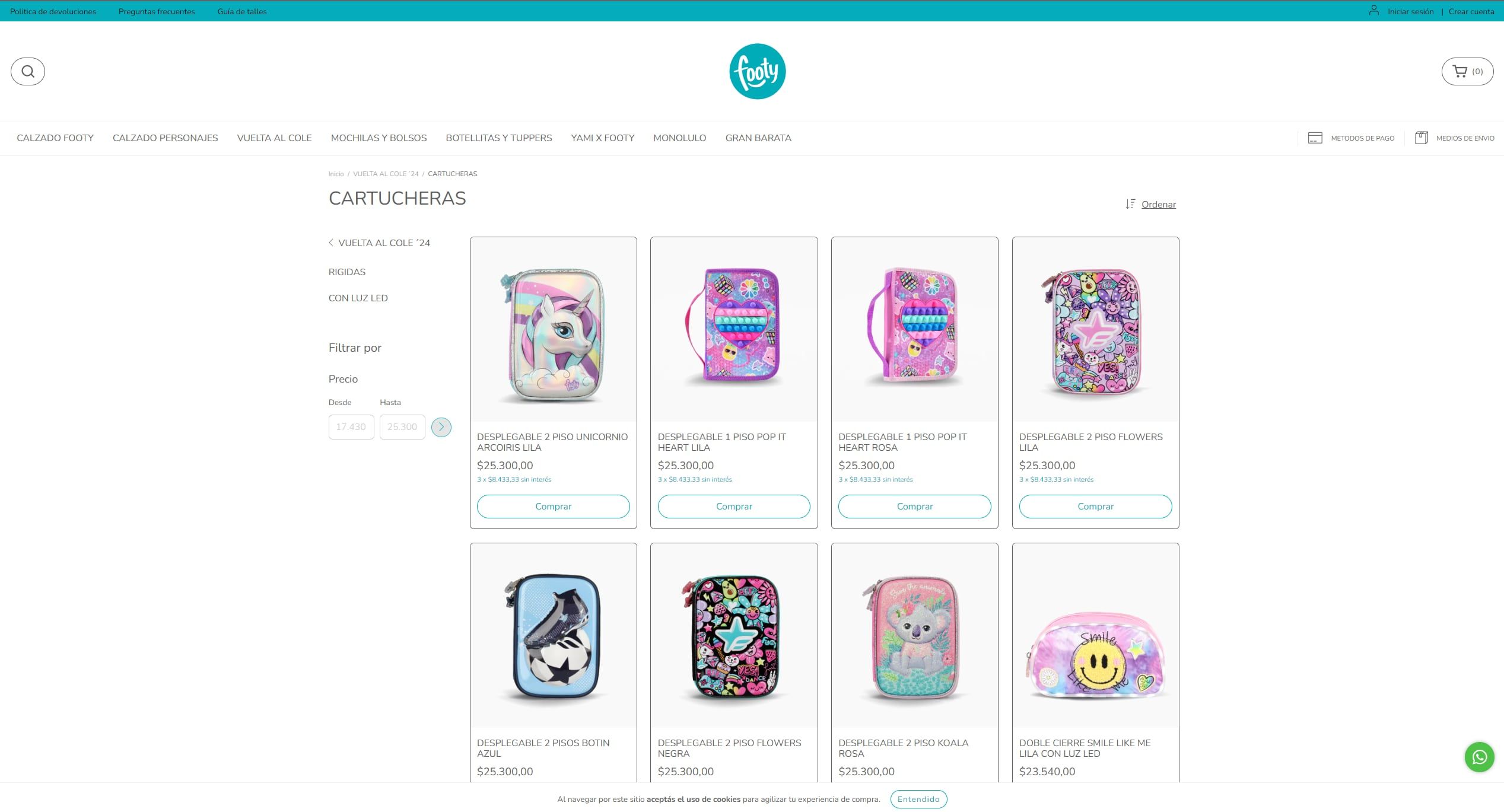 Cartucheras precio Argentina.