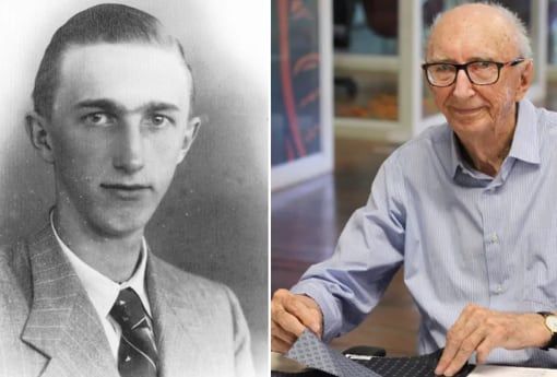 Orthmann con 15 años cuando comenzó a trabajar, y en la actualidad con sus 100 años.