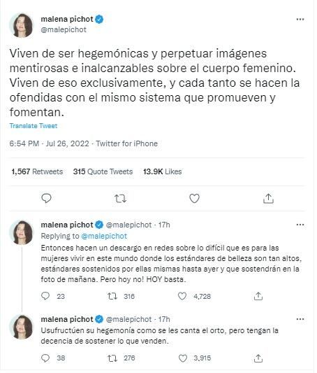 Malena Pichot disparó contra las influencers y Wanda Nara en especial