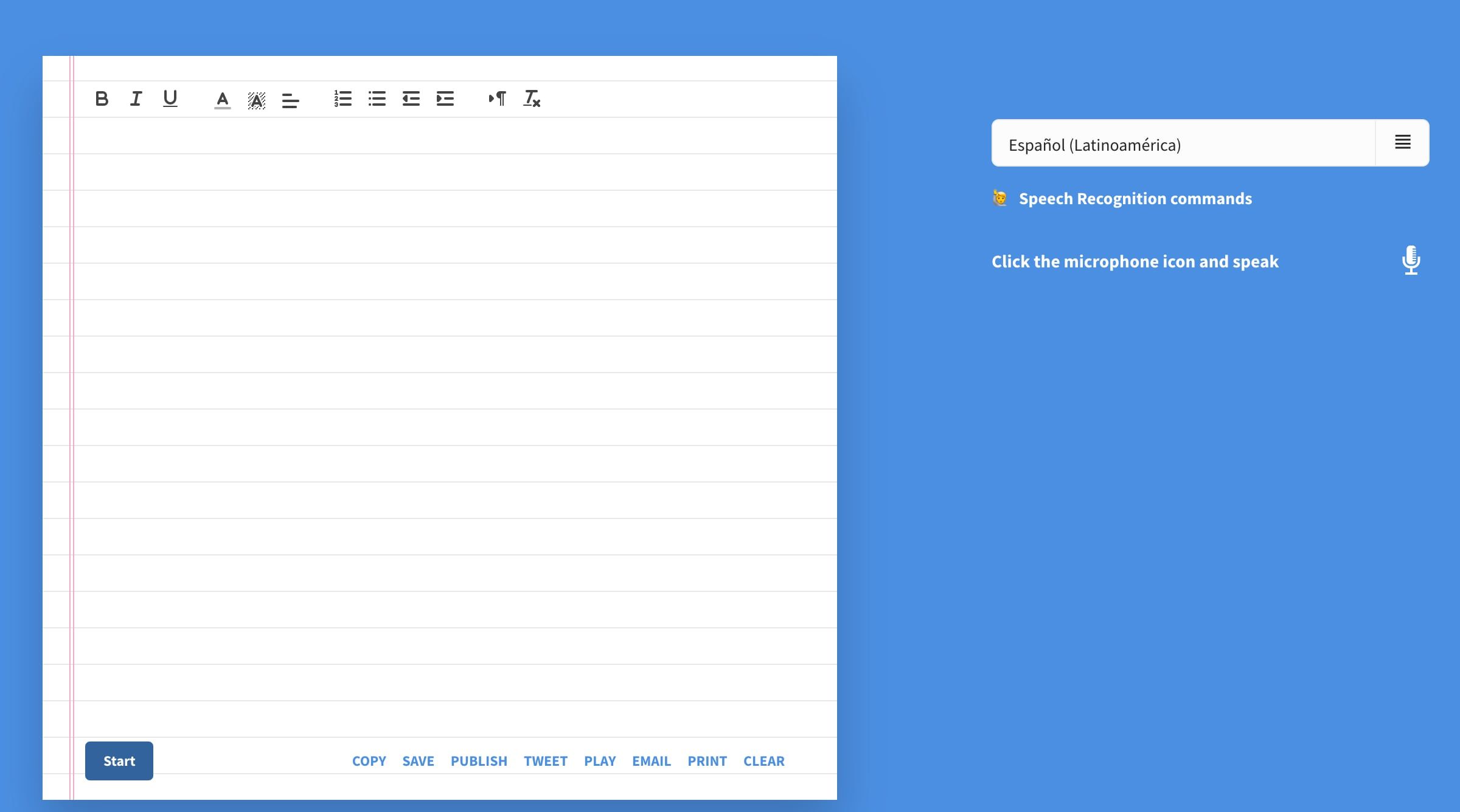 Dictation es un servicio web simple y minimalista.