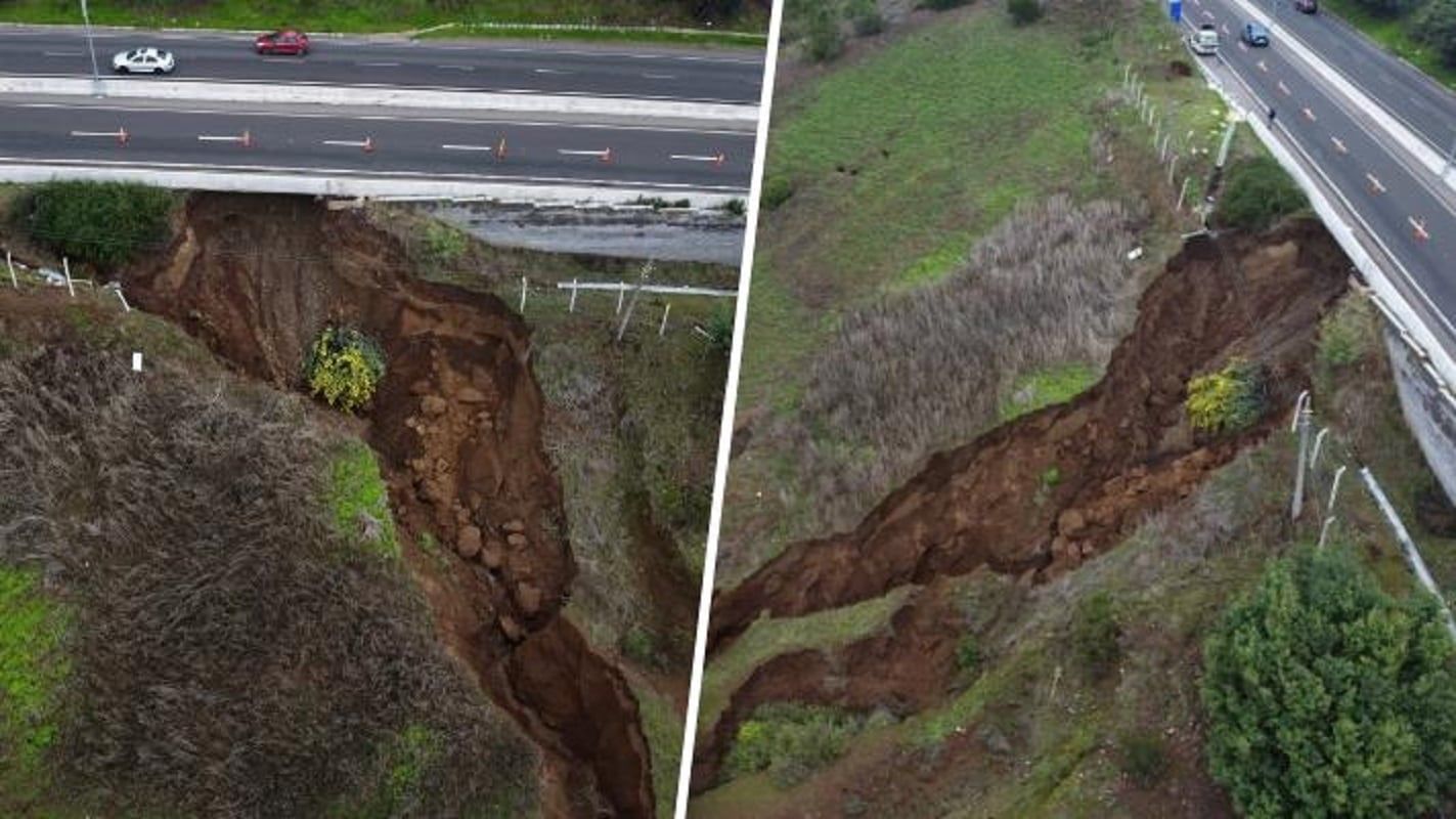 Socavón en Concón: ya es el cuarto deslizamiento de tierra en la Quinta Región desde 2023 (Foto X de Valparaíso Informa e InfosChile)