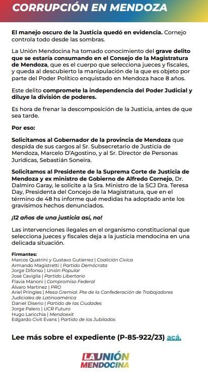 Solicitada de La Unión Mendocina