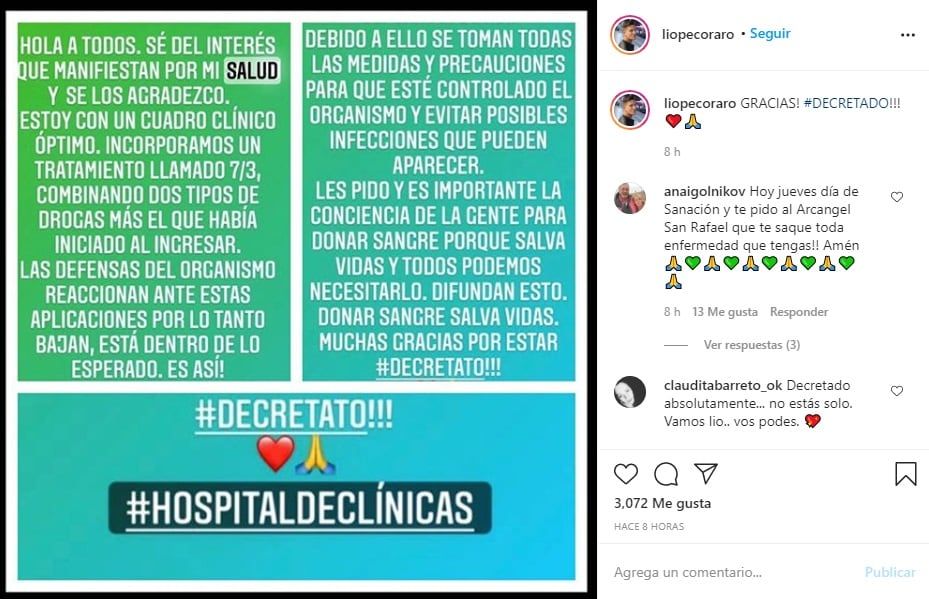 Redes sociales de Lío Pecoraro