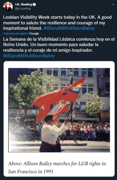 El tuit de J. K. Rowling