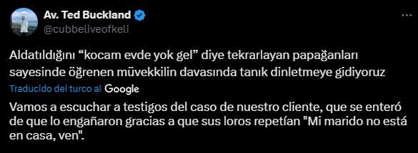 El tuit que hizo viral el caso de la infidelidad en Turquía. Foto: captura de pantalla.