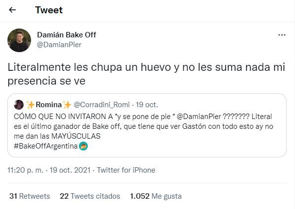 Tweets de Damián Basile.