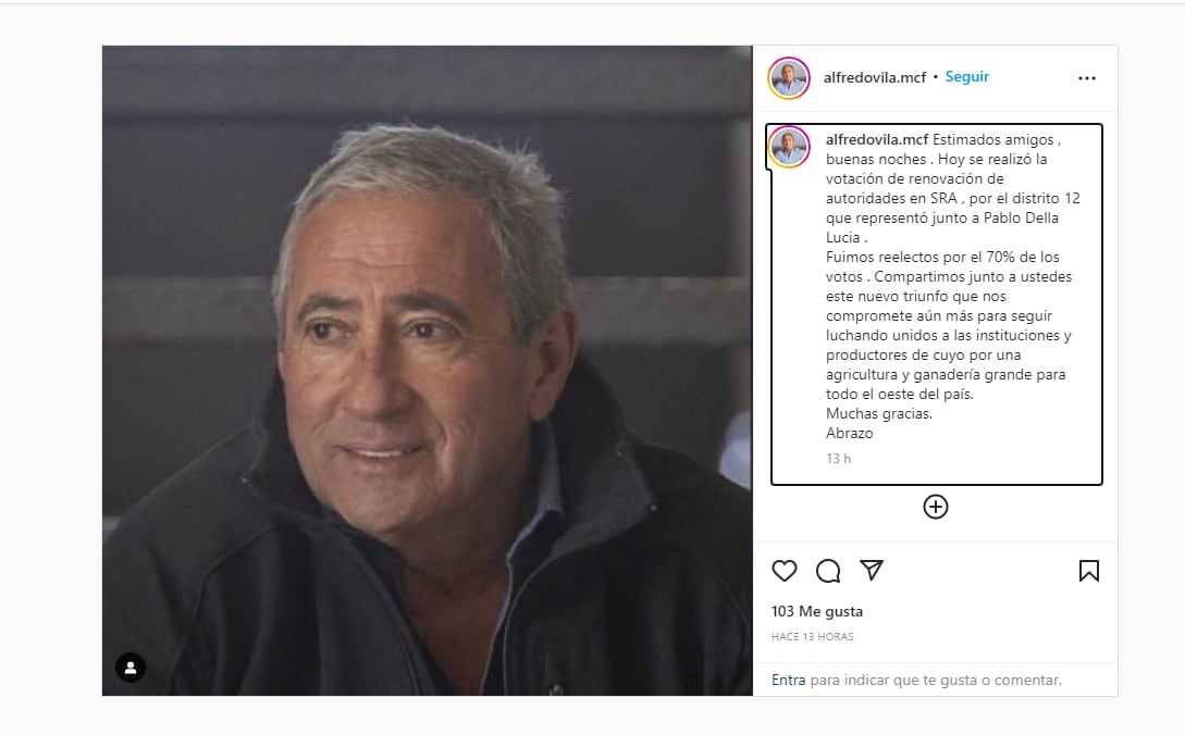 Alfredo Vila fue elegido como representante de Cuyo en la SRA