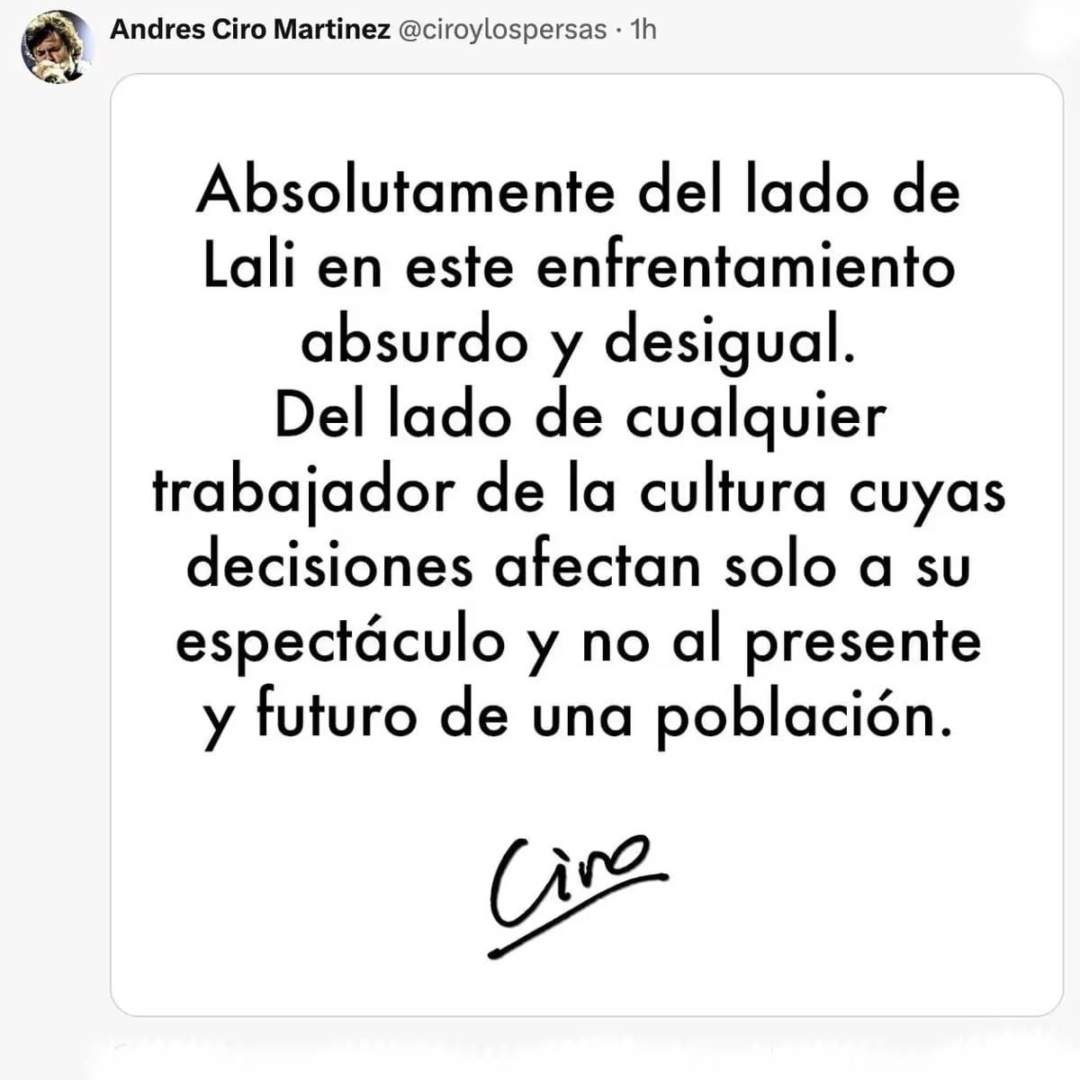 Los artistas salieron a bancar a Lali Espósito en contra de Milei