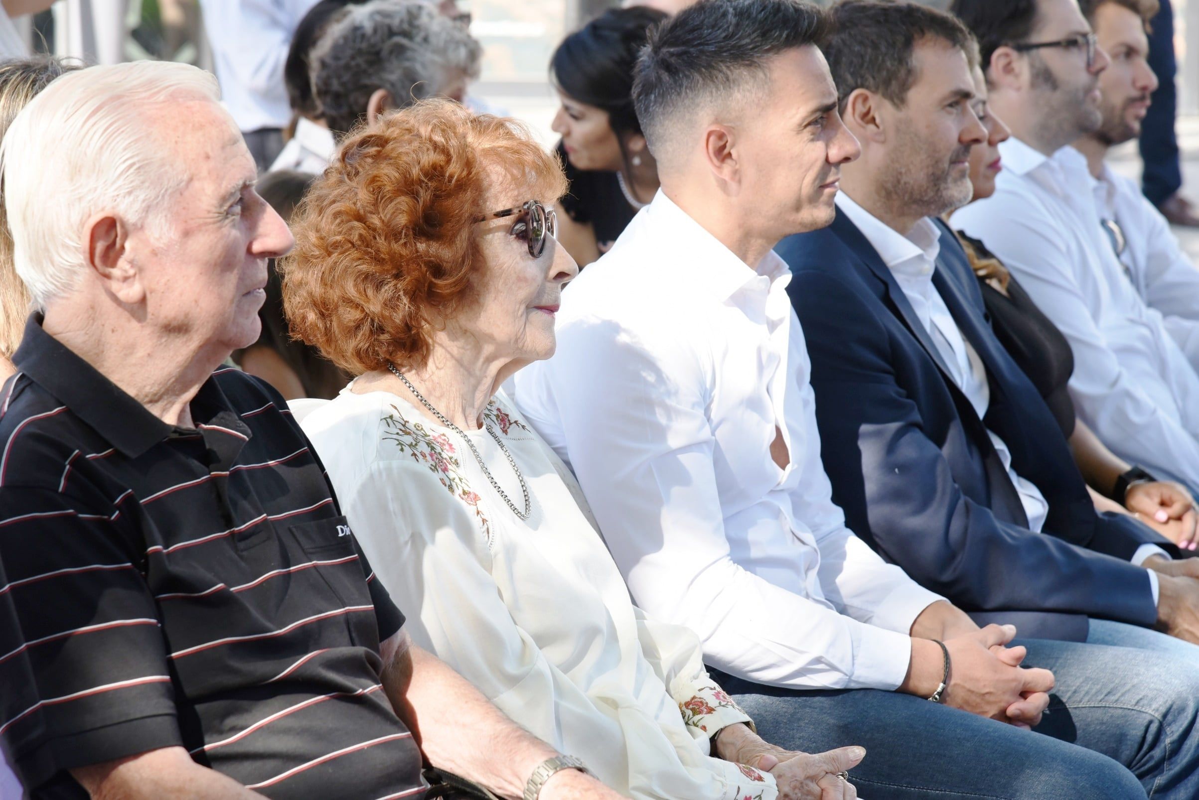 América Paz Razquin (hija de Bernardo Razquin junto a su esposo; Marcos Calvente y Juan Franco Badaloni. Foto: Gentileza Municipalidad de Guaymallén