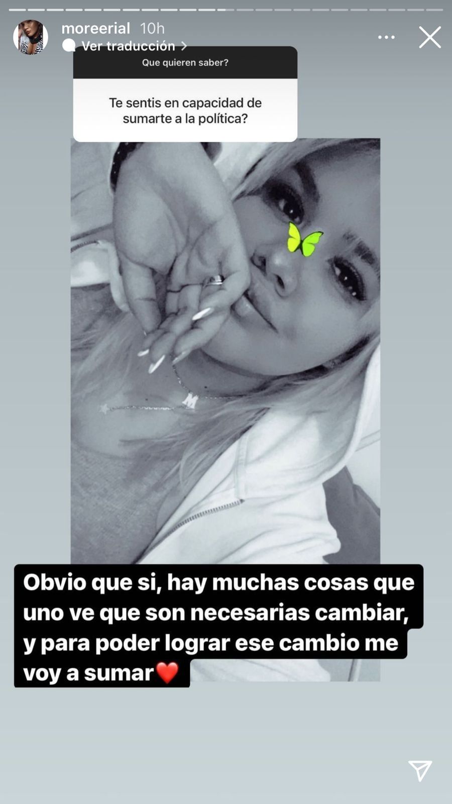 La respuesta de Morena Rial a un seguidor.