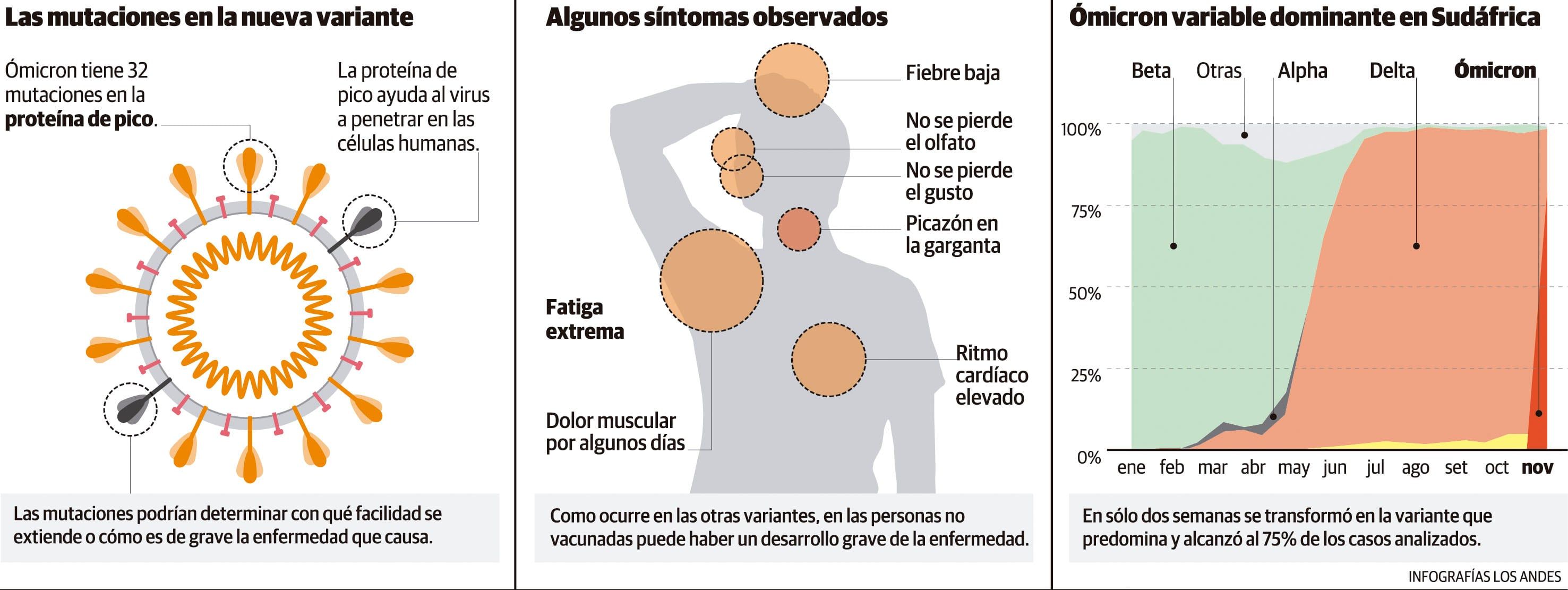Ómicron: mutaciones, síntomas y velocidad de transmisión. Gustavo Guevara / Los Andes