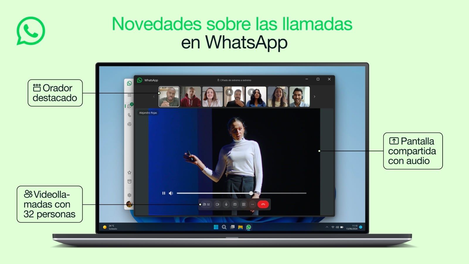 WhatsApp mejora las llamadas grupales, el sonido y el video en pantalla compartida desde celulares y computadoras.