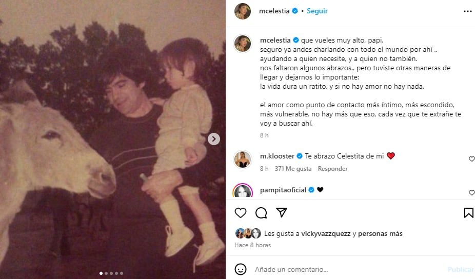 La desgarradora despedida de Celeste Cid a su papá Aníbal