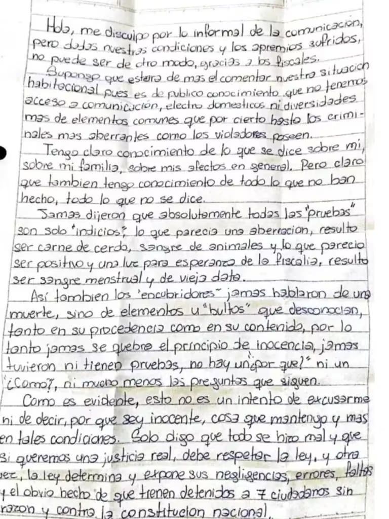 César Sena escribió una carta desde la cárcel. - Gentileza
