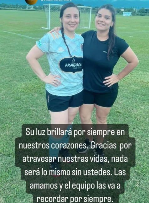 El posteo del equipo de fútbol femenino al que pertenecían las víctimas fatales del siniestro vial en Tucumán. Foto: Contexto Tucumán