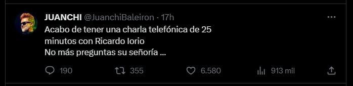 Los mensajes de Juanchi Baleirón antes y después de la muerte de Ricardo Iorio