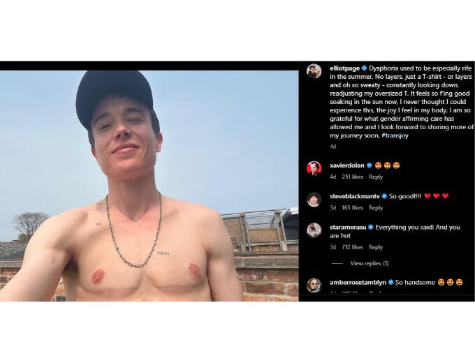 Publicación original de Elliot PAge (@elliotpage) en Instagram. Foto: Captura.