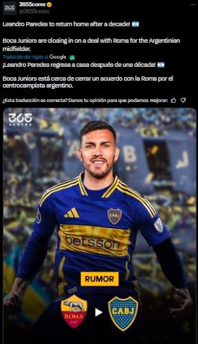 El rumor de Leandro Paredes a Boca