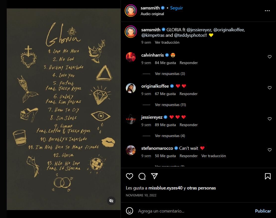 El anuncio de los tema de su nuevo disco, Gloria