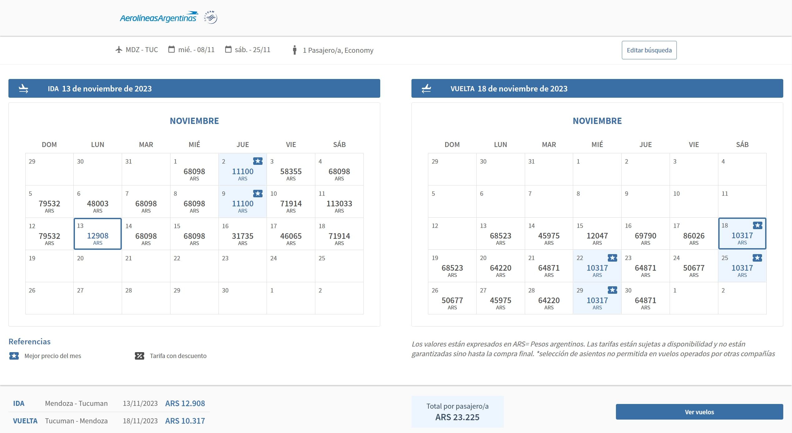 Vuelos a Tucumán desde Mendoza directo.