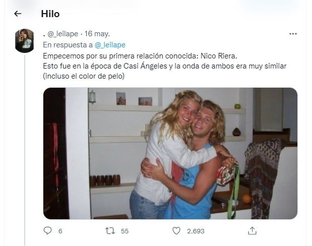 Un hilo de Twitter afirma que la China Suárez cambia de look según el amor del momento. De esta manera elige sus oufit para mimetizarse con su saliente.