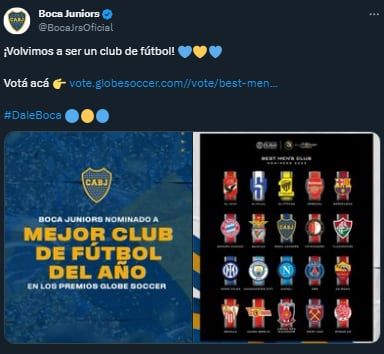 Boca nominado como "Mejor club masculino del año"