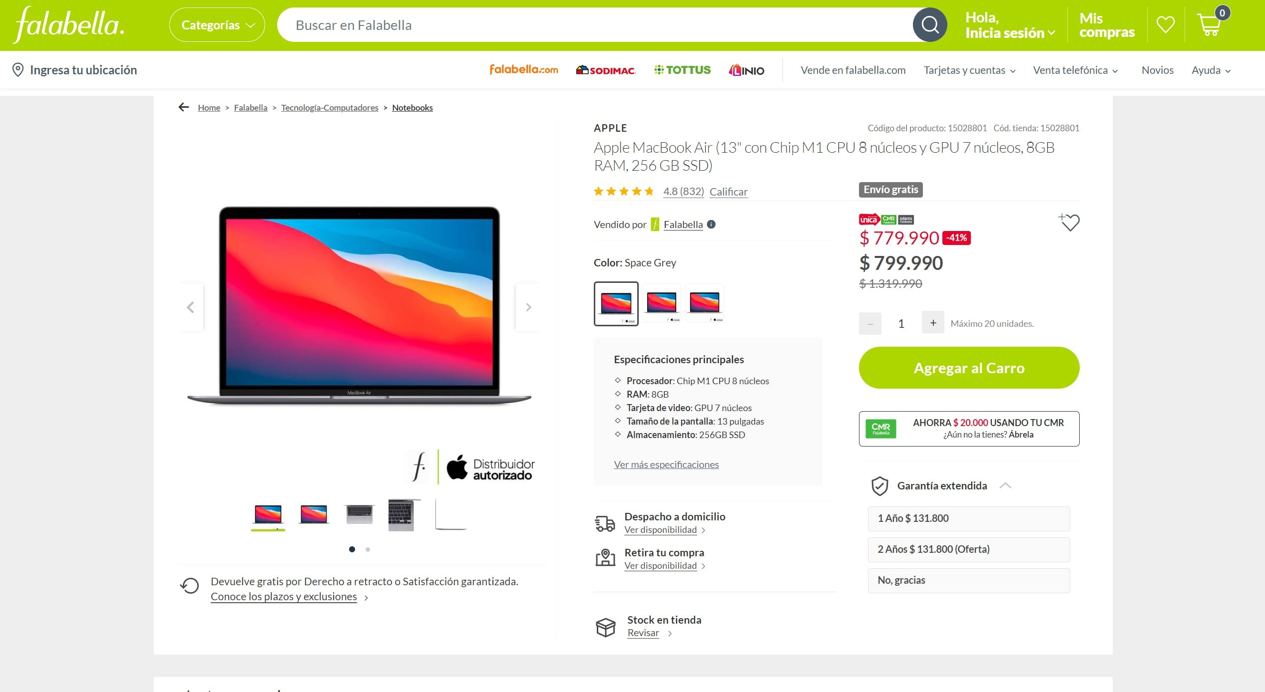 MacBook Air con Chip M1, precio Chile.