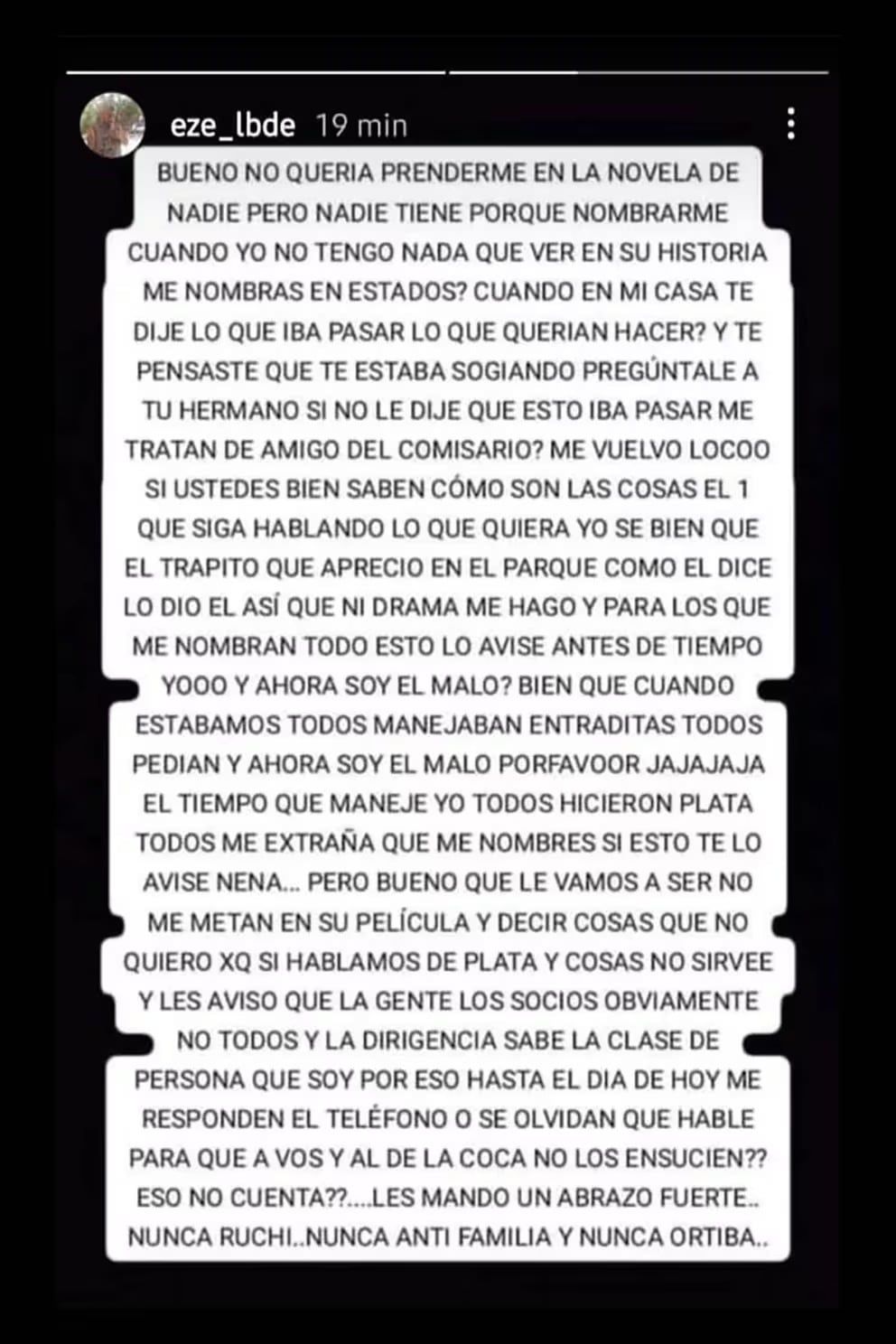 El Gordo EZE, hasta hace muy poco, el dueño de la tribuna SUR del Malvinas Argentinas. / Gentileza.