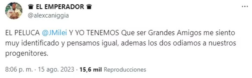 Porqué Alex Caniggia quiere vincularse con Milei.