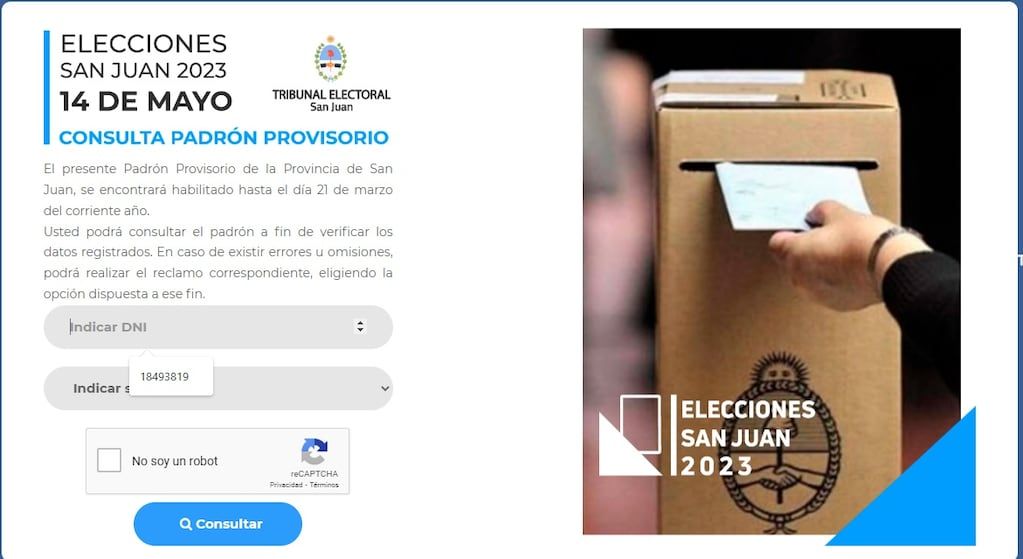 San Juan ya cuenta con el Padrón electoral provisorio 2023