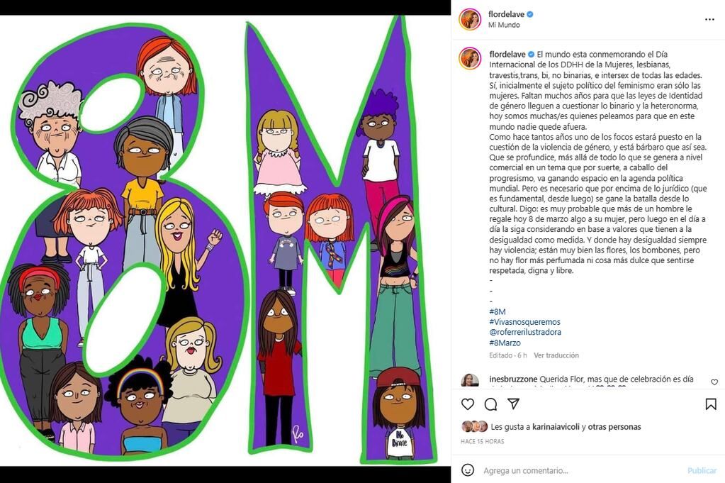 Famosas argentinas se sumaron al 8M.