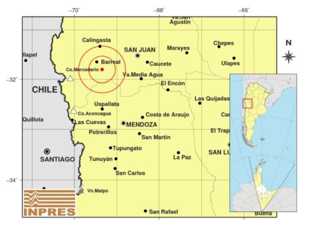 Un fuerte sismo en San Juan se sintió con intensidad en Mendoza, según datos del Inpres.