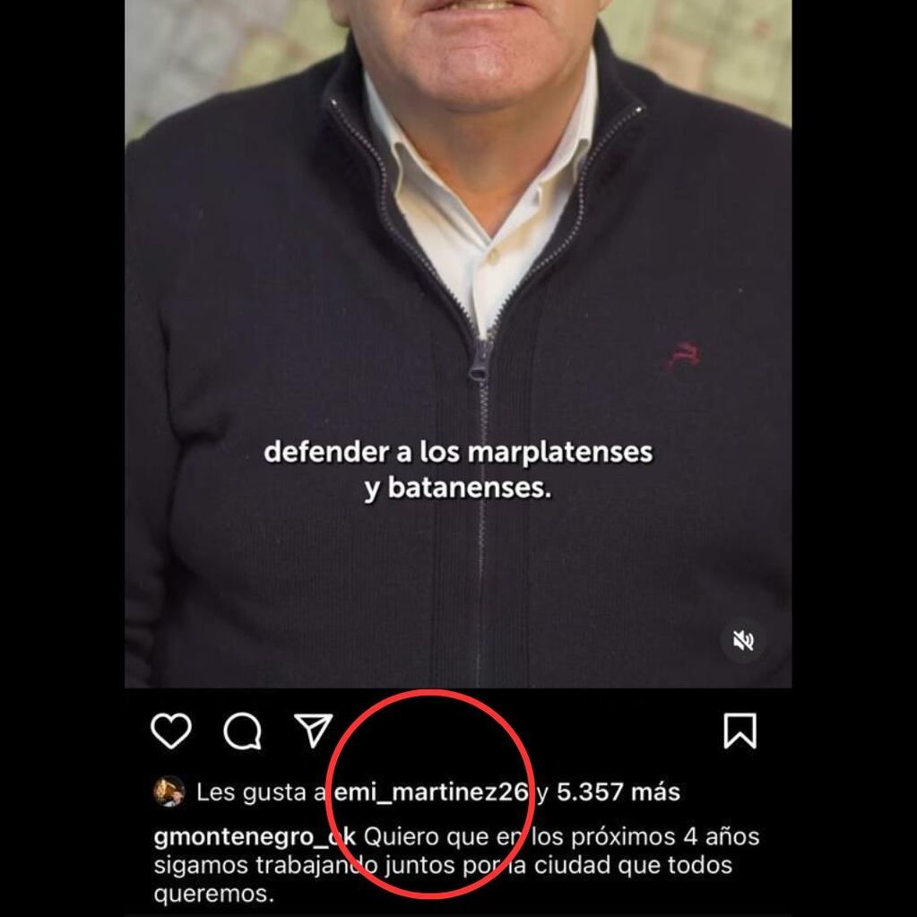 Lanao acusó a Martínez de tener esa inclinación política tomando como prueba que el arquero le puso “me gusta” a una publicación del intendente marplatense Guillermo Montenegro. En el posteo, el funcionario, vinculado con el PRO, anuncia su candidatura para una reelección.